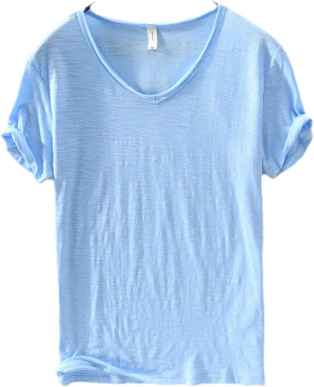 Men's V-Neck Linen Shirt – Luca-Light blue-M-The Livary