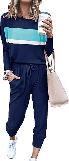 Comfortable Lounge Set - Emma-Dark Blue Striped-S-The Livary