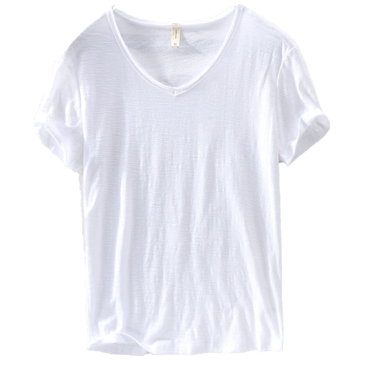 Men's V-Neck Linen Shirt – Luca-White-M-The Livary
