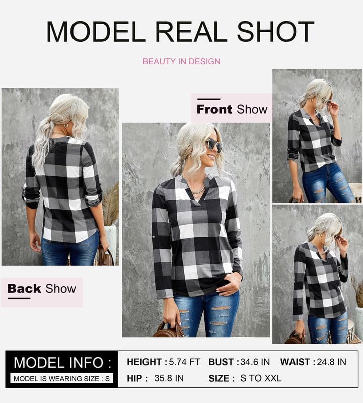 Stylish Casual Checked Ladies' Blouse - Lara-Black-S-The Livary
