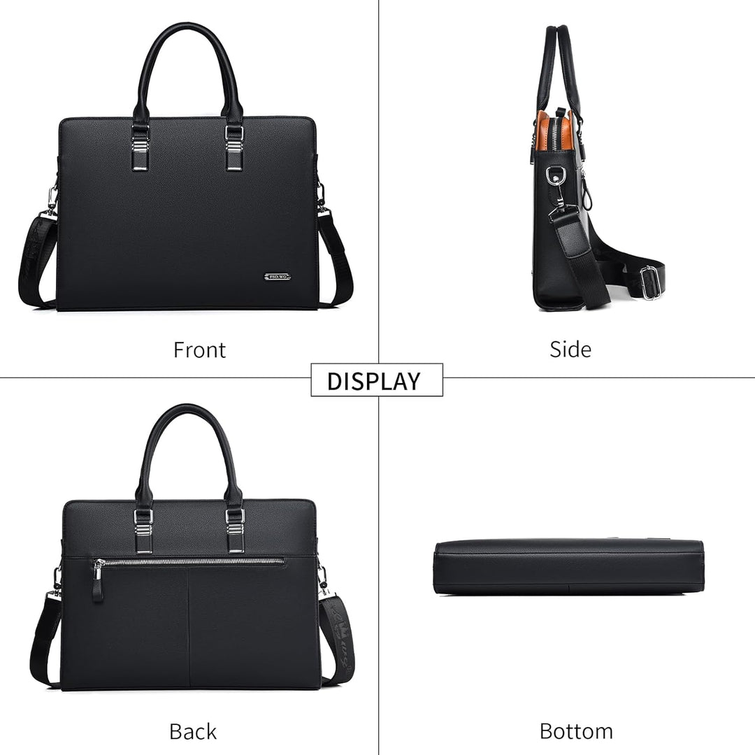 Genuine Leather Multi-Compartment Business Briefcase for Professionals