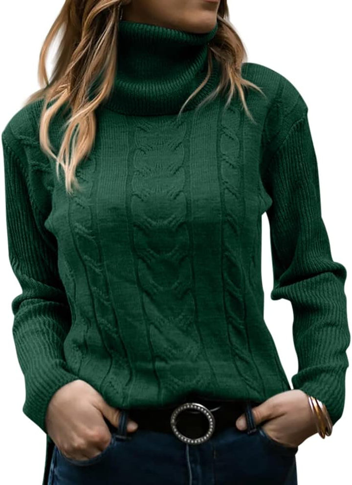 Stylish Knitted Women's Turtleneck - Denise-Dark green-S-The Livary