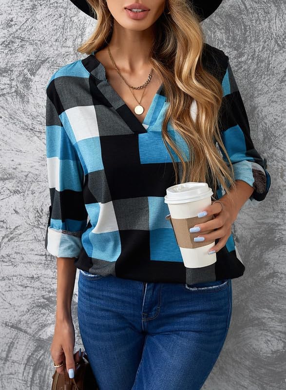 Stylish Casual Checked Ladies' Blouse - Lara-Black-S-The Livary
