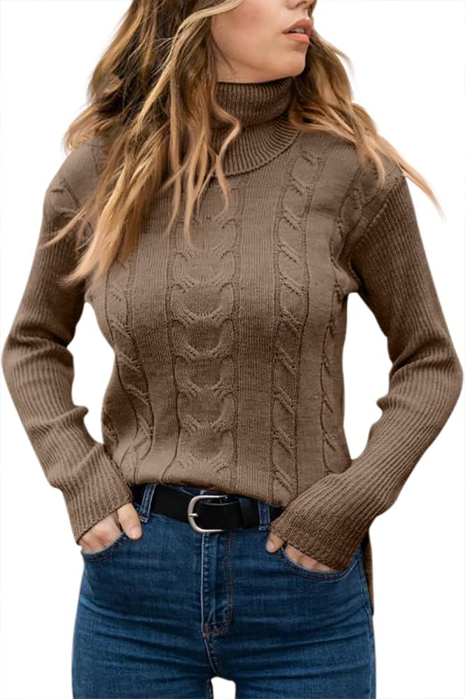 Stylish Knitted Women's Turtleneck - Denise-Apricot-S-The Livary