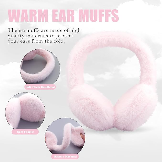 Fluffy Foldable Faux Fur Winter Ear Warmers - FauxSnugs-White-The Livary
