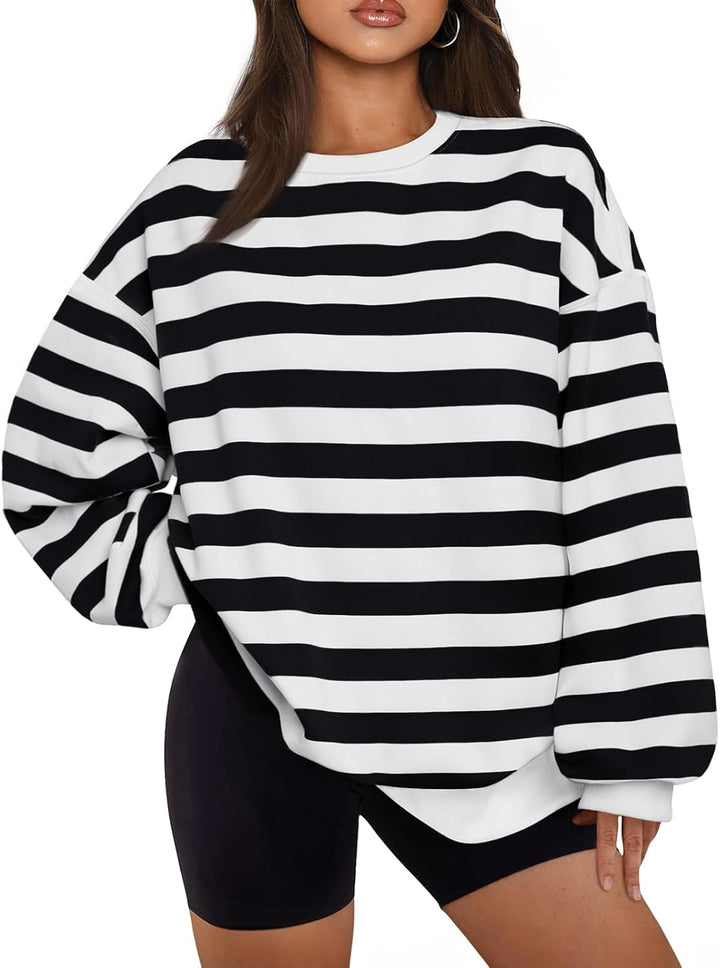 Comfortable Oversized Women's Sweater - Ella-Black/White-S-The Livary