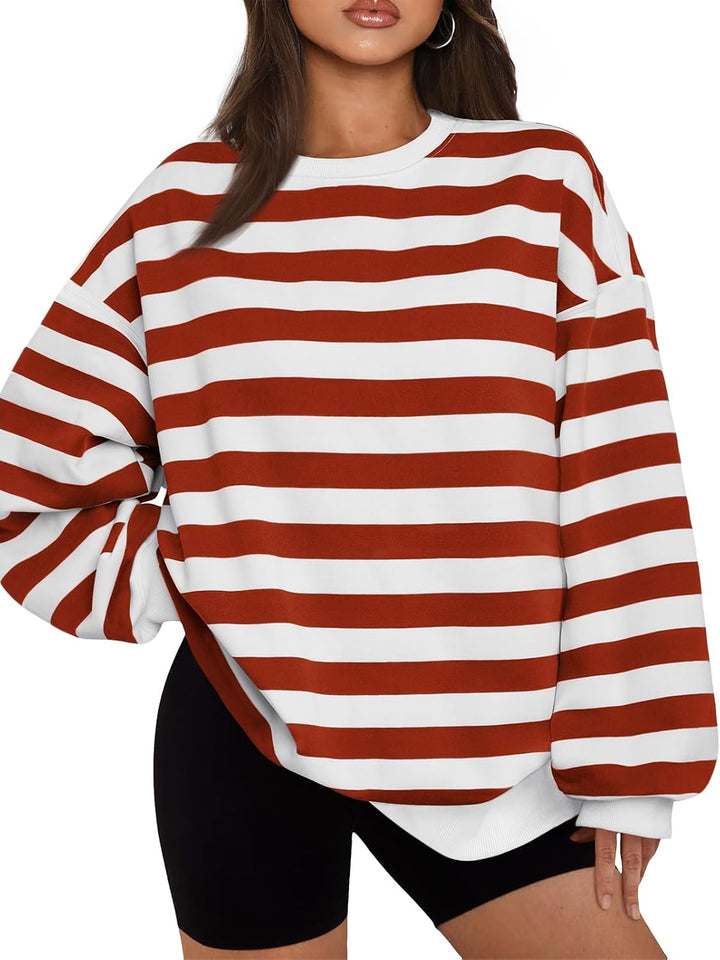 Comfortable Oversized Women's Sweater - Ella-Brown/White-S-The Livary