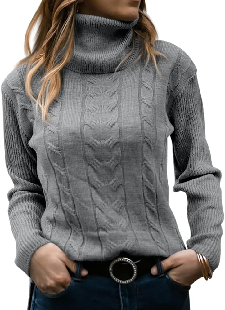 Stylish Knitted Women's Turtleneck - Denise-Grey-S-The Livary