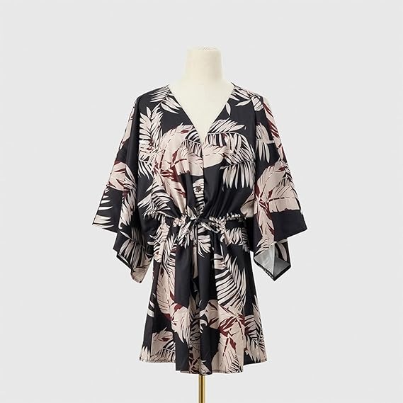 Summer dress with V-neck and ruffle sleeves – Amira-A-S-The Livary