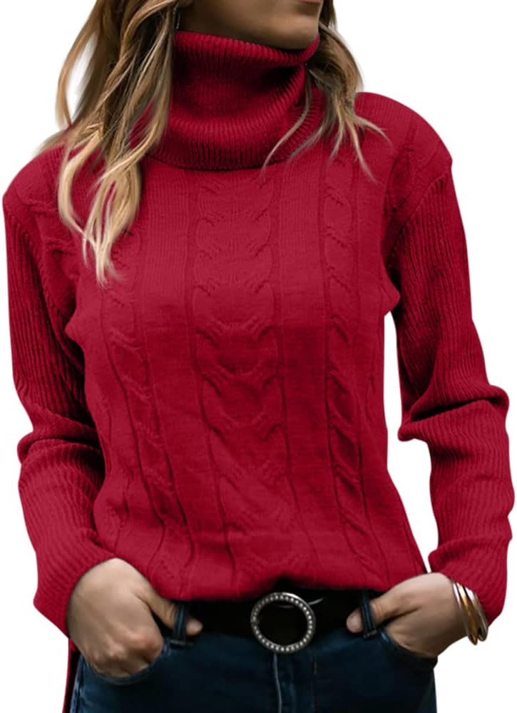 Stylish Knitted Women's Turtleneck - Denise-Red-S-The Livary