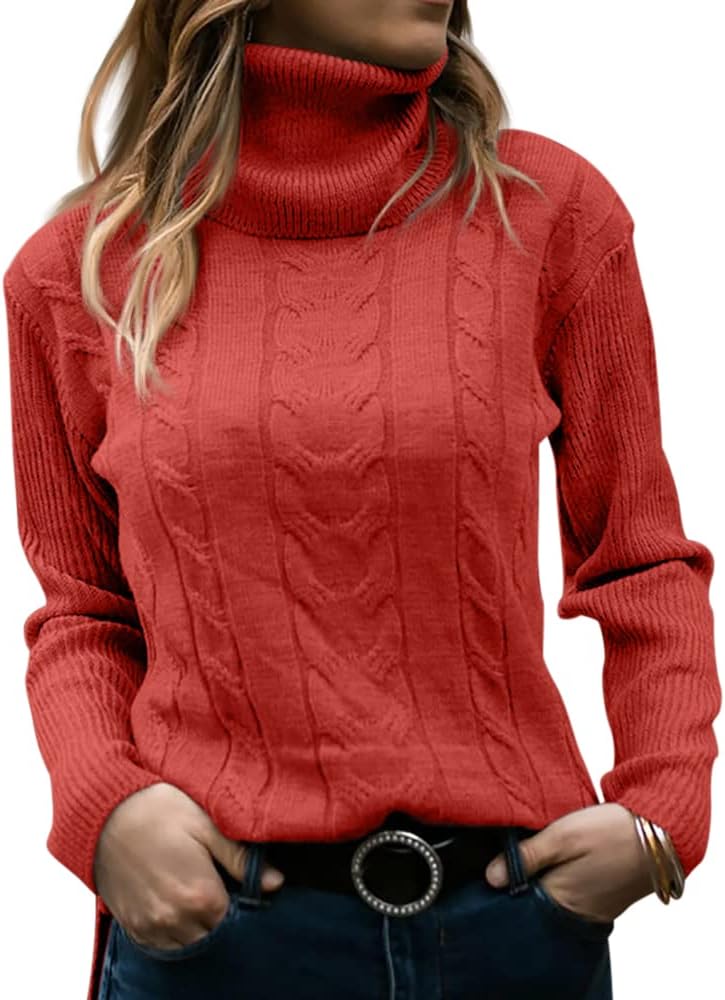 Stylish Knitted Women's Turtleneck - Denise-Apricot-S-The Livary