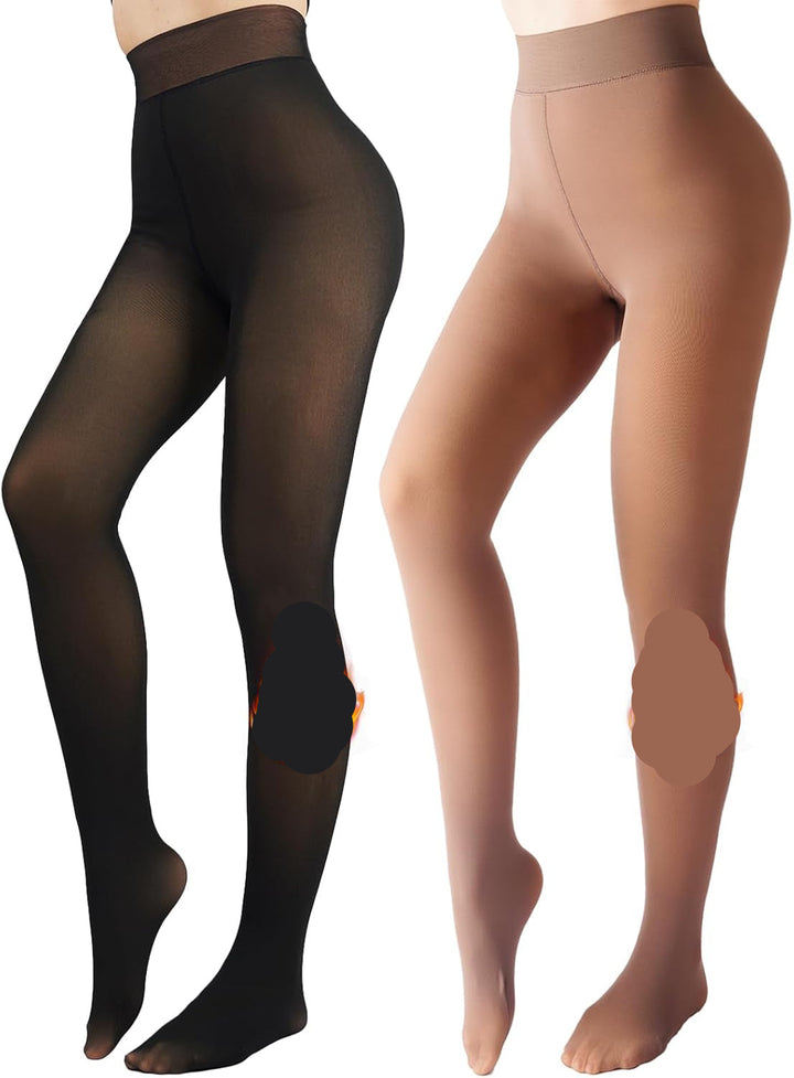 Fleece-lined Tights - Nova-Zwart + Bruin-XS-The Livary