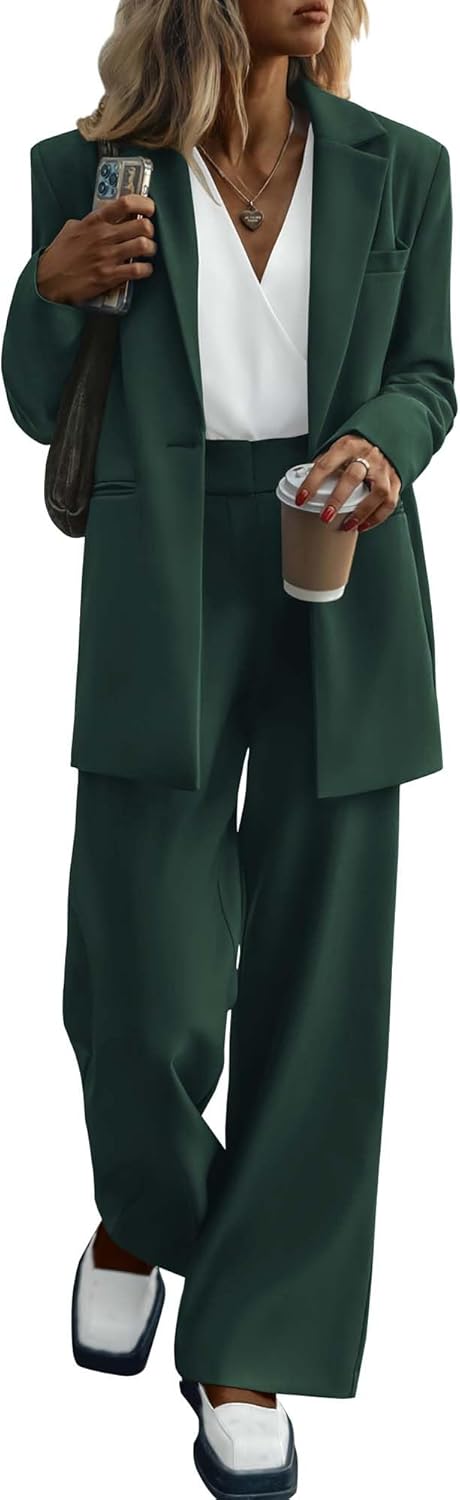 Stylish Blazer and Trouser Set - Mia-Dark green-S-The Livary