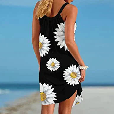 Boho Chic summer dress with floral print – Karla-Blue-S-The Livary