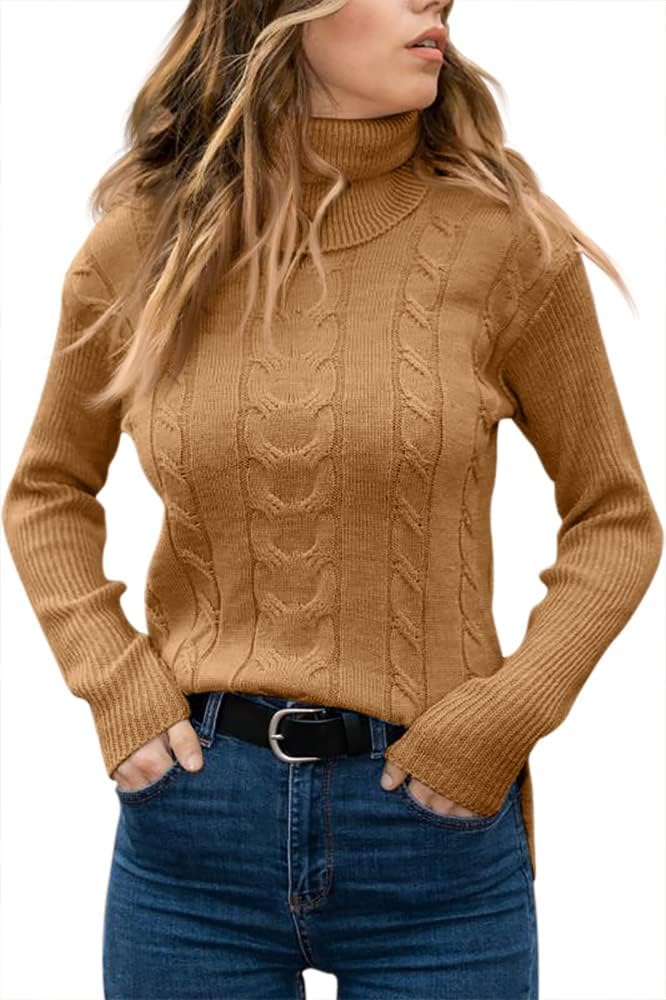 Stylish Knitted Women's Turtleneck - Denise-Apricot-S-The Livary