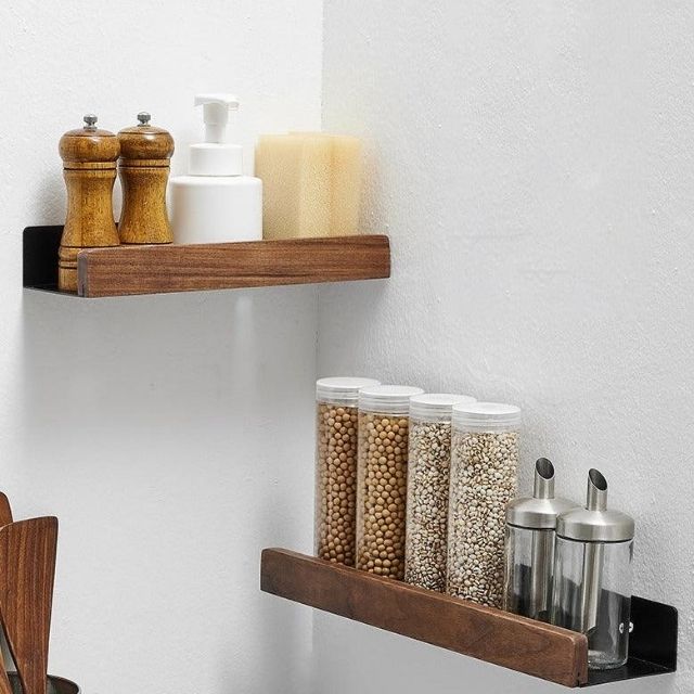Solid Wood Bathroom Shelf – WoodaFix-Brown-S (20cm)-The Livary
