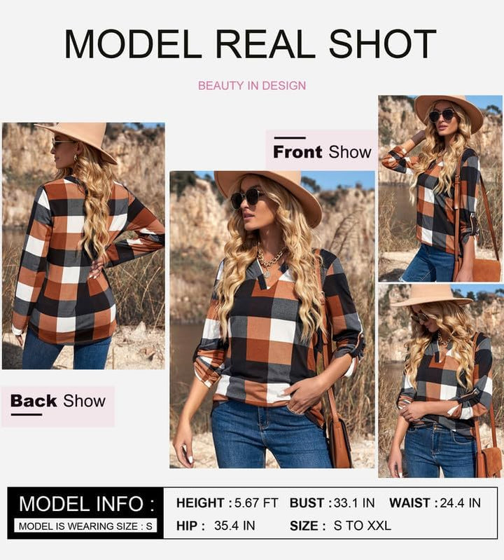 Stylish Casual Checked Ladies' Blouse - Lara-Black-S-The Livary