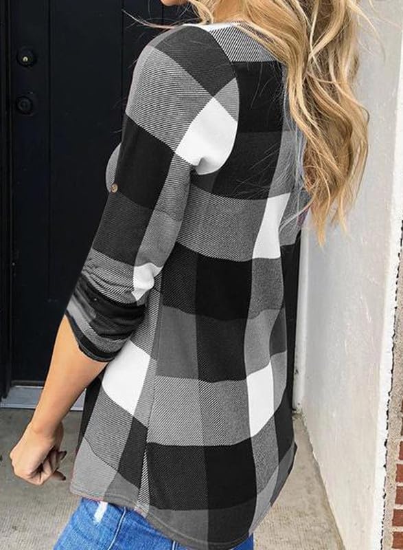 Stylish Casual Checked Ladies' Blouse - Lara-Black-S-The Livary
