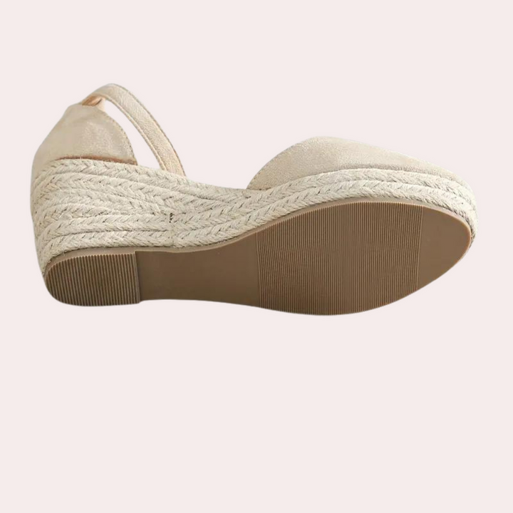 Comfortable women's wedges with adjustable strap & wedge heel – Alina-Apricot-3-The Livary