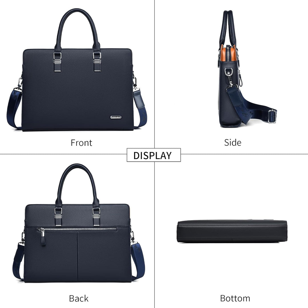 Genuine Leather Multi-Compartment Business Briefcase for Professionals