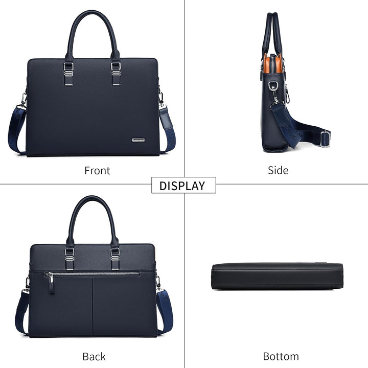 Genuine Leather Multi-Compartment Business Briefcase for Professionals