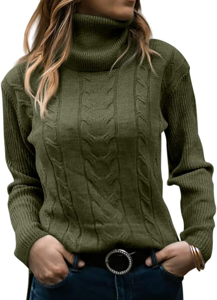 Stylish Knitted Women's Turtleneck - Denise-Olive green-S-The Livary