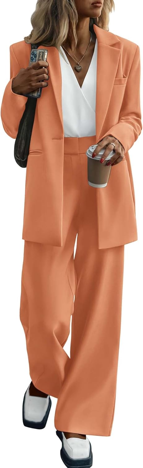 Stylish Blazer and Trouser Set - Mia-Orange-S-The Livary