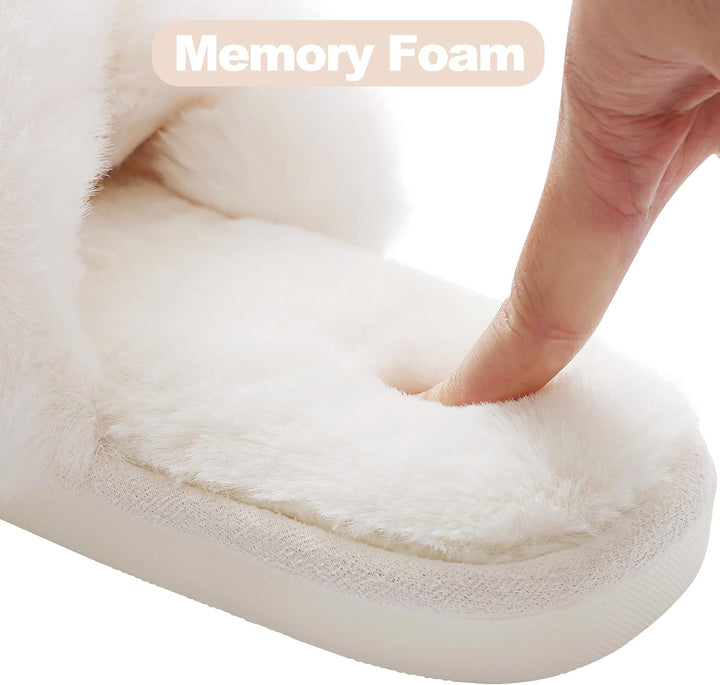 Fuzzy Slippers with Memory Foam - CloudStep-Black-4-The Livary