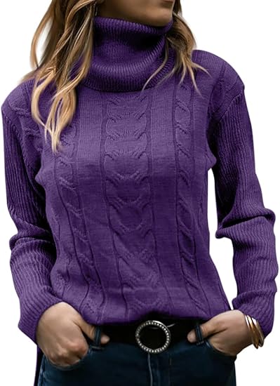 Stylish Knitted Women's Turtleneck - Denise-Purple-S-The Livary