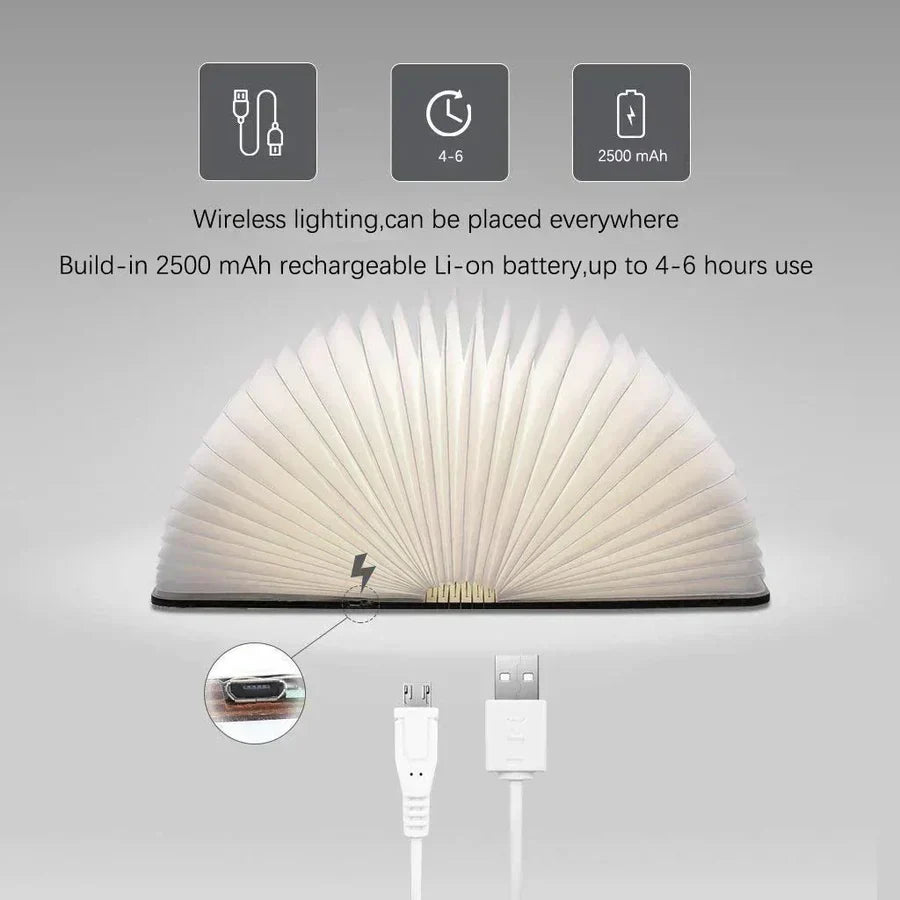 Folding Book Lamp with Warm LED Lighting - StoryGlow-The Livary
