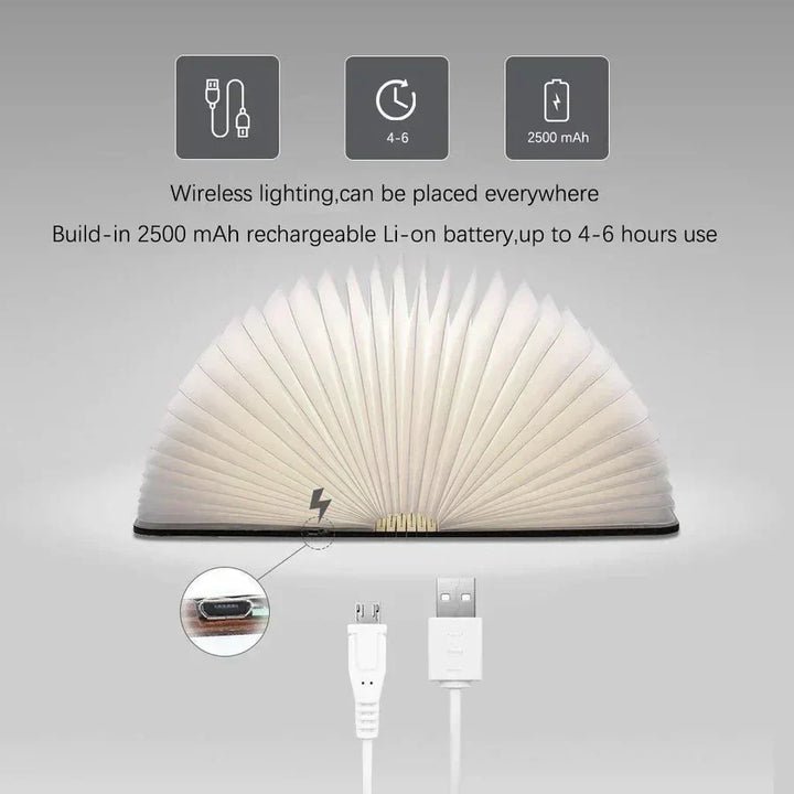 Folding Book Lamp with Warm LED Lighting - StoryGlow-The Livary