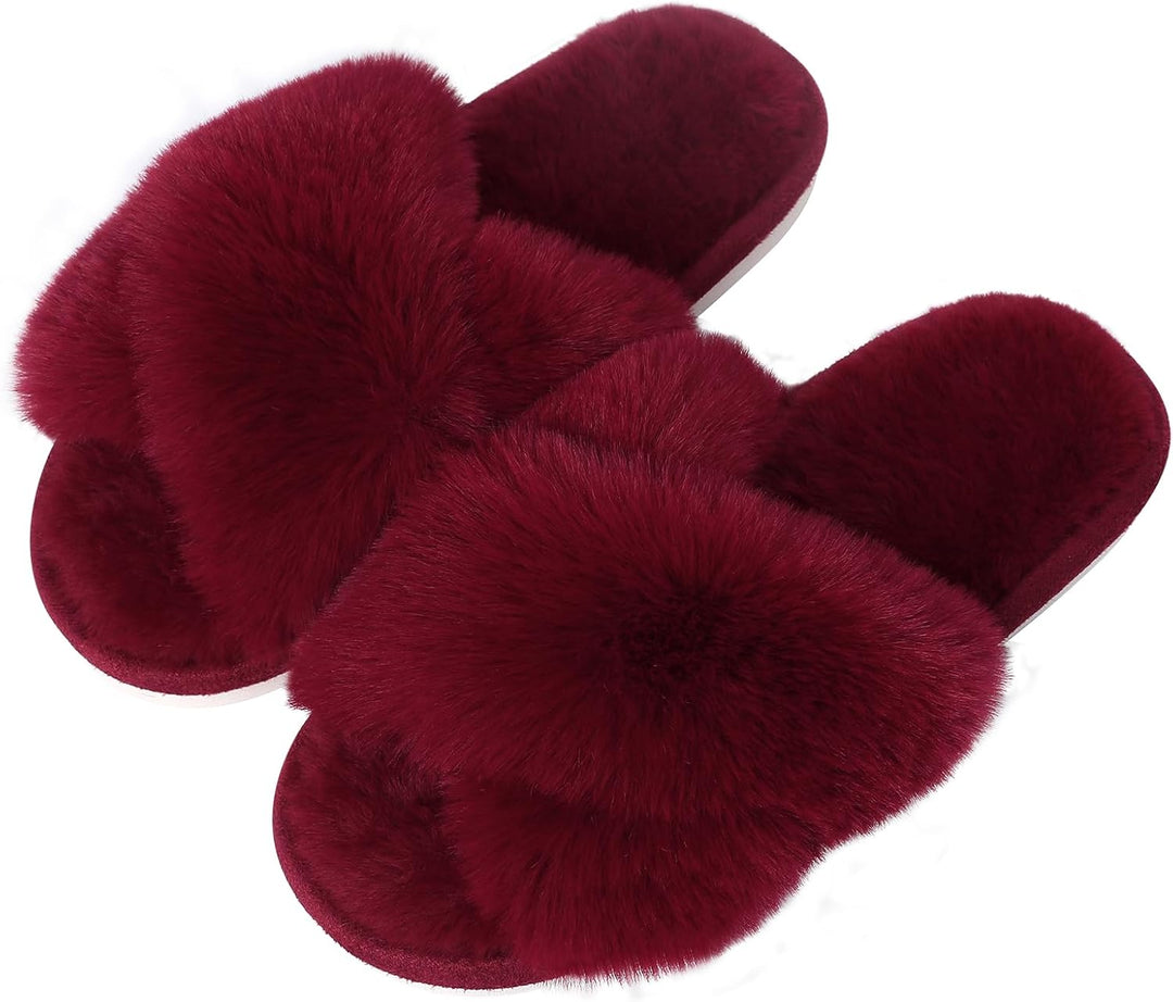 Fuzzy Slippers with Memory Foam - CloudStep-Bordeaux-4-The Livary