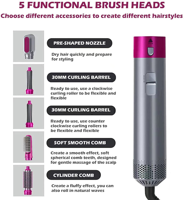 5-in-1 Warm Air Hair Dryer Brush – Aurevia-The Livary
