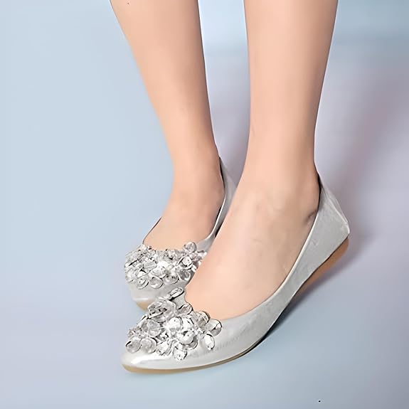 Glittering Rhinestone Ballerina Flats - Yelena-Black-3.5-The Livary