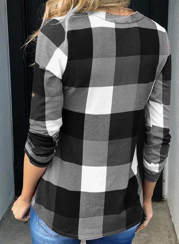Stylish Casual Checked Ladies' Blouse - Lara-Black-S-The Livary