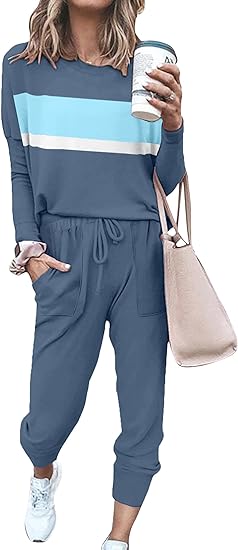 Comfortable Lounge Set - Emma-Blue Striped-S-The Livary