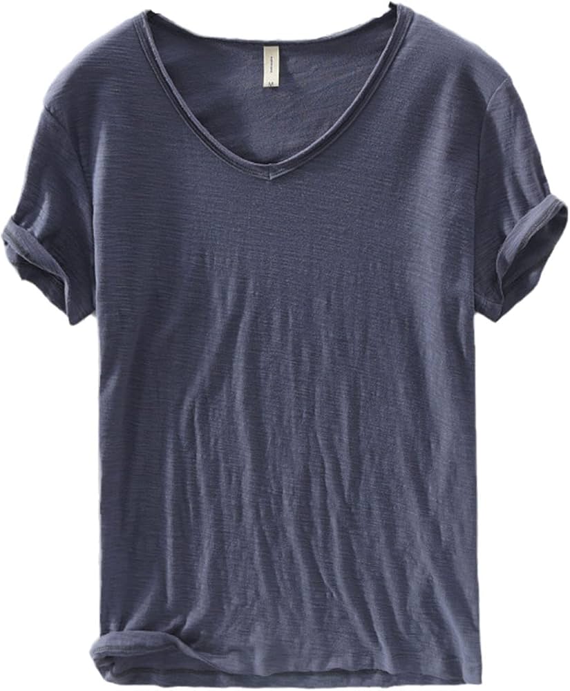 Men's V-Neck Linen Shirt – Luca-Gray-M-The Livary