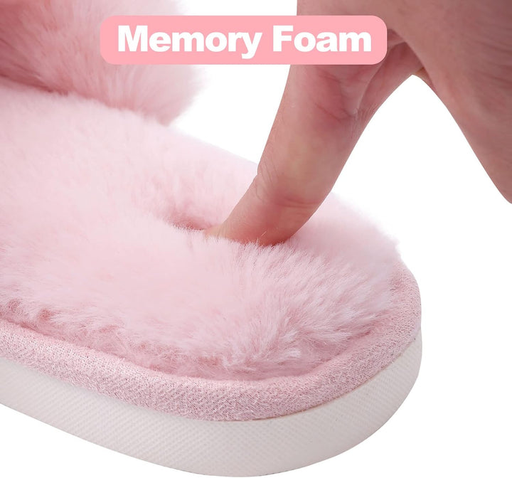 Fuzzy Slippers with Memory Foam - CloudStep-Black-4-The Livary