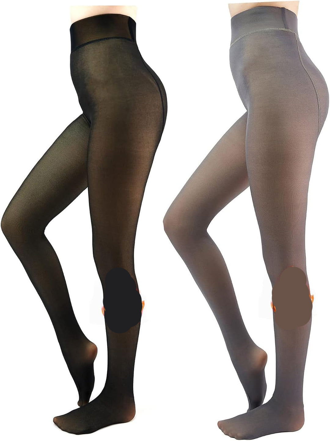 Fleece-lined Tights - Nova-Zwart + Grijs-XS-The Livary
