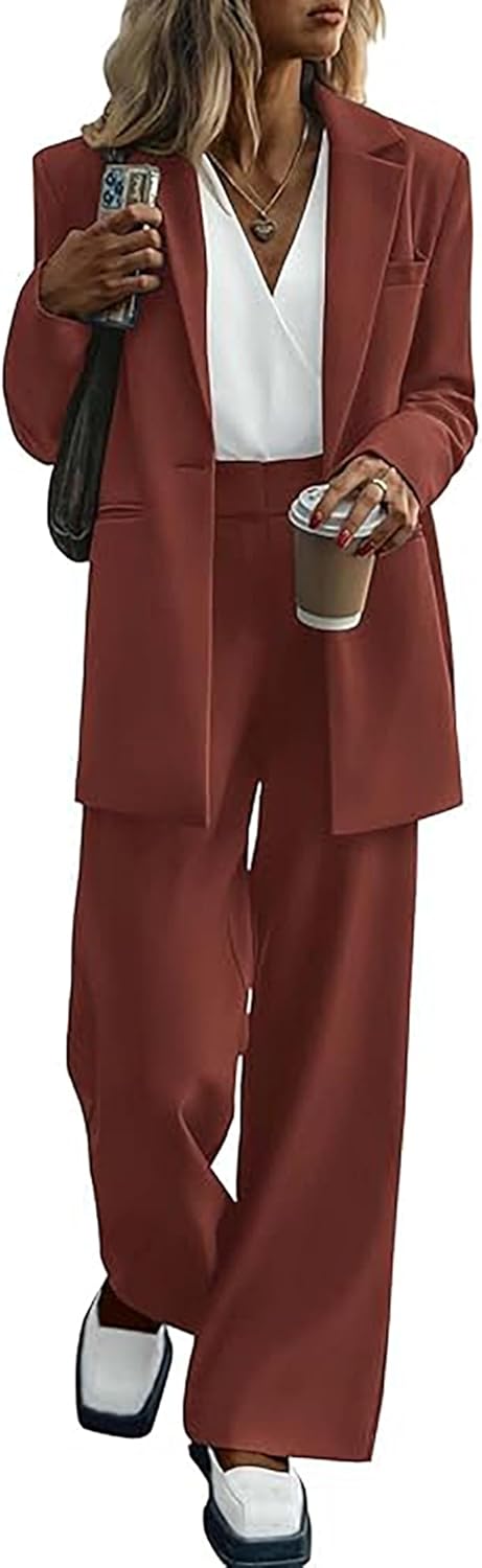 Stylish Blazer and Trouser Set - Mia-Brown Red-S-The Livary