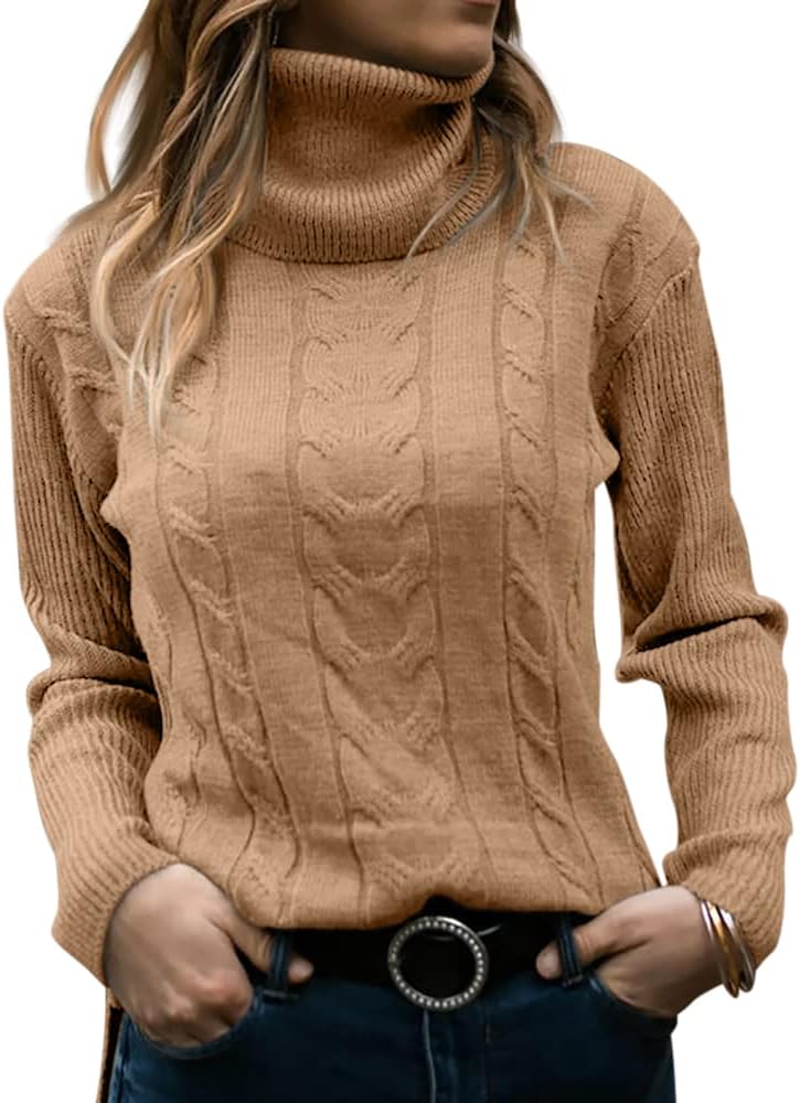 Stylish Knitted Women's Turtleneck - Denise-Apricot-S-The Livary