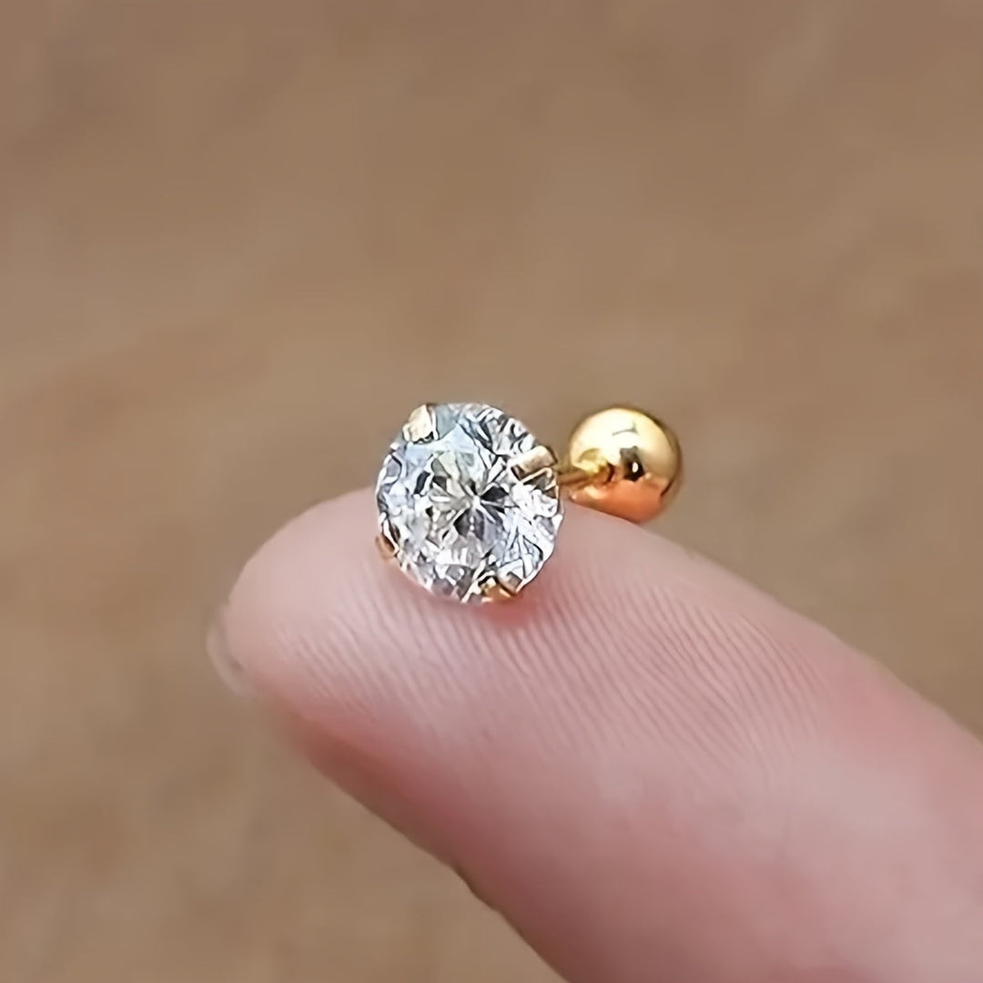 Stylish Zirconia Stud Earrings made of Titanium Steel - Lumen-0.12 IN 1 Pair-The Livary
