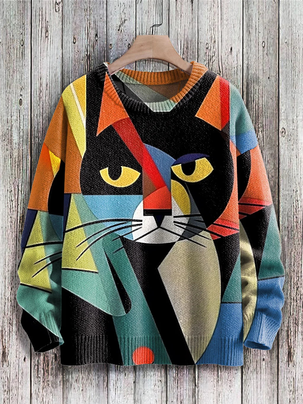 Cheerful Cat Print Sweater for Women - Cleo-Whisker-S-The Livary