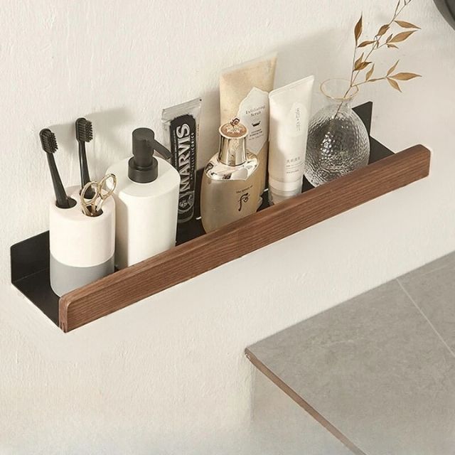 Solid Wood Bathroom Shelf – WoodaFix-Brown-S (20cm)-The Livary