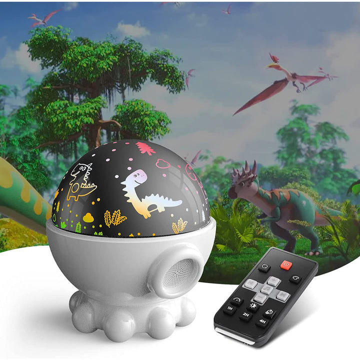 LED Night Light with Ocean & Starry Sky Projection + Music Function - DreamAura-White Dino-The Livary