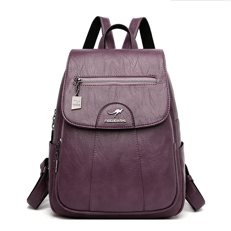 Luxury Leather Women's Backpack - Isolde-Purple-The Livary