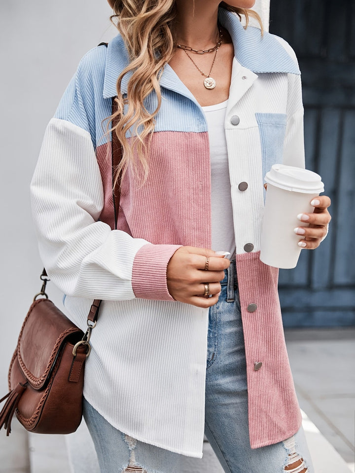 Colourful Blouse with Button Closure - Lina-Green/Pink-S-The Livary