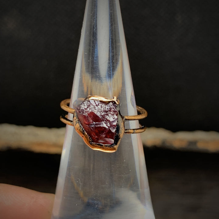 Natural Raw Birthstone Ring - Selina-January & Pomegranate-The Livary