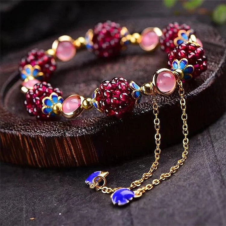 Natural Garnet Bracelet - Selina-Pink-The Livary