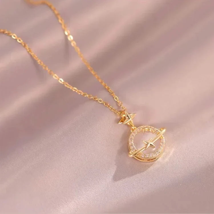 Golden Planet Necklace - Celestia-The Livary